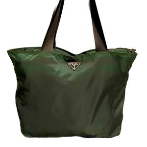 Prada Unisex Iridescent Green Tessuto / Nylon Tote